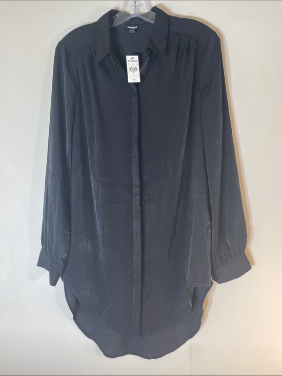 Express Dresses & Skirts - Express Black Long-Sleeve Tunic Button-Up Shirt Dress. M. NWT.